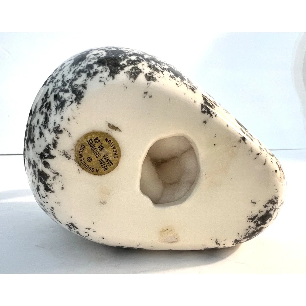 Georgewood Black White WHALE Cotton Ball Holder Dispenser Ceramic California